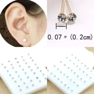 Bio flex No Allergy 2.5 mm Iridescent OR White Clear Pair of Earring Studs - Picture 1 of 8