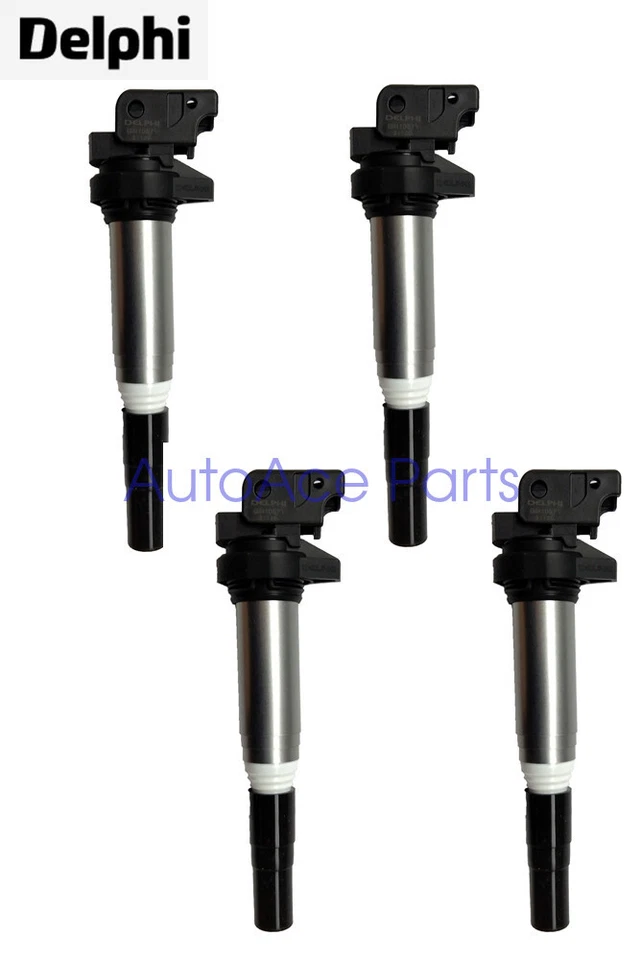 12137575010 OEM Delphi 4x Ignition Coils for MINI Cooper 1.6L L4 R55 R57 PEUGEOT Foto 1 de 4