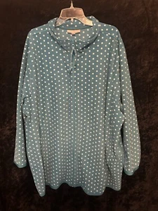 Woman Within Teal/White Polka Dot 4XL Polyester Full Zip Fleece  - Picture 1 of 4
