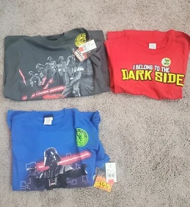 Lot 3 Youth Boys Star Wars T-Shirts Glow In Dark Red Size L & Darth Vaders XL - Picture 1 of 4