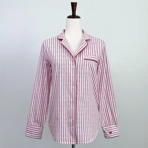 Petite Plume Pyjama-Shirt antik rot tickend gestreift Twill Knopfleiste  - Bild 1 von 10