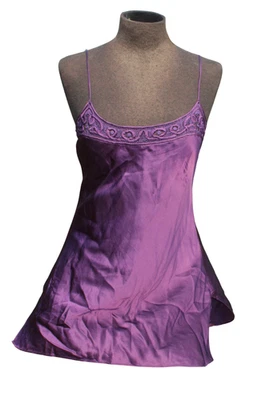 De Colección Victoria’s Secret Etiqueta Dorada Púrpura Profundo Nylon Chemise Slip Nighty Encaje Talla S Foto 1 de 3