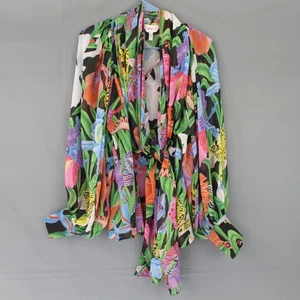 Blusa Iris Apfel x HM para mujer estampado medio lazo colorido floral declaración - Imagen 1 de 10