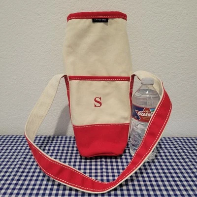 Bolso de Mano Lands End Botella de Vino de Lona Bordado con Acentos en Rojo Foto 1 de 4