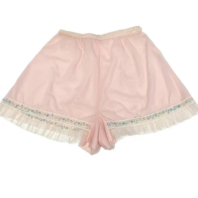 Vintage 50s Rogers Pastel Pink Nylon Mesh Ruffle Lacy Tap Pants Panties Size 6  - Image 1 of 4
