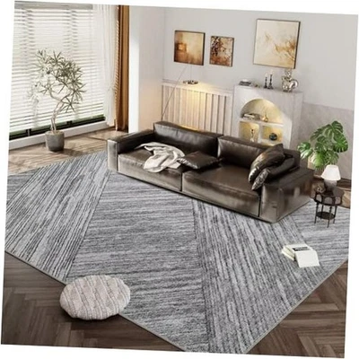 Alfombra Lavable Moderna - Alfombra Lavable Estilo Lineismo 5X7 para 5X7FT Negra Foto 1 de 4