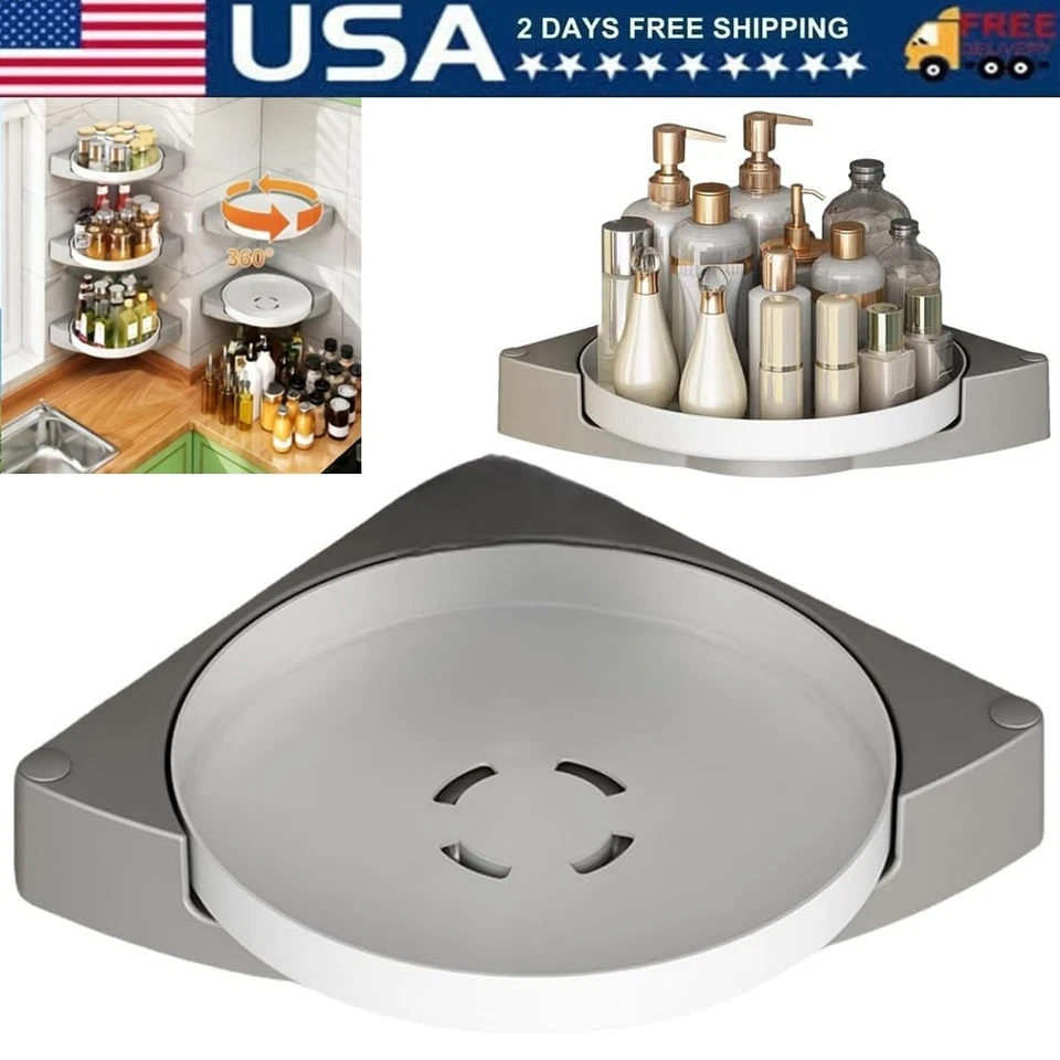 Carrito de Ducha Esquinero Paquete de 2 Organizador de Ducha Lazy Susan Giratorio 360° ¡NUEVO!! Foto 1 de 4