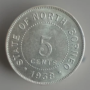 North Borneo 5 Cents 1938 , Beautiful UNC - Picture 1 of 2