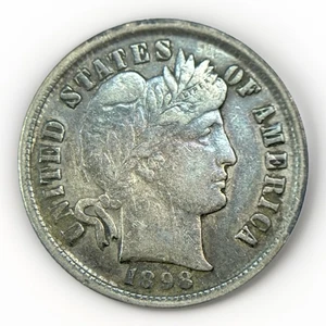 1898 10c Barber Dime EXTRA FEIN Silber vz Philadelphia Münze getönt Stichtag - Bild 1 von 2