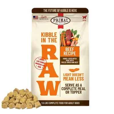 PRIMAL PET FOODS Primal Kibble in The Raw, Freeze Dried Dog Food, Beef, Scoop & Serve, Made wi...