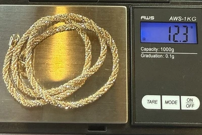 14K Stunning Tri Color Gold SOLID Rope Chain Necklace Diamond Cut 12.3g - Image 1 of 4