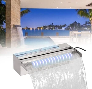 Aliviadero para piscina Pondo 12’ de acero inoxidable cascada con luces de 7’ - Imagen 1 de 8