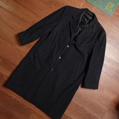 Vintage RALPH Ralph Lauren Lambswool Double Breasted Overcoat 42R Black - Image 1 of 4