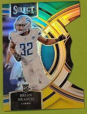 Brian Branch Rookie 2023 Panini Select Green & Yellow Die Cut #135 Lions  - Image 1 of 2