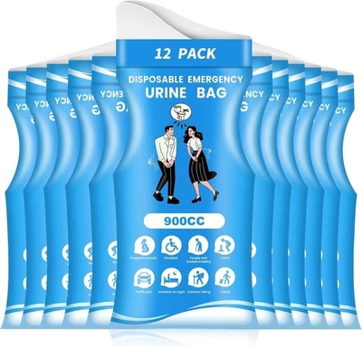 Disposable Urine Bags 12 Pcs, 900ML Pee Bags for Travel for Women and Men, Emerg - Image 1 of 4