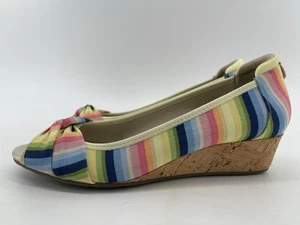Anne Klein Sport Pull On Wedge Shoes Womens Size 8 M Multicolor Stripes FastShip - Picture 1 of 10