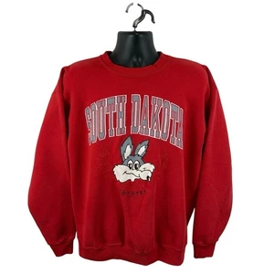 Vintage South Dakota Coyotes Crewneck Sweatshirt Red HL Miller Gold Size XL USA - Picture 1 of 11