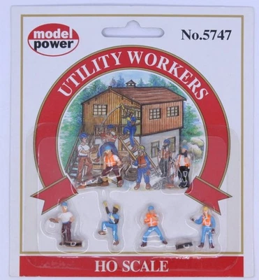 Model Power 1/87 HO Scale UTILITY WORKERS (Set of 6) Hand Painted Figures MP5747 - Image 1 of 2