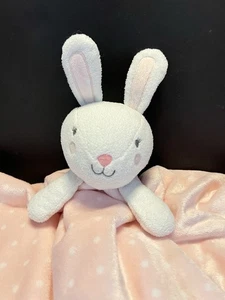Cloud Island Pink Bunny Rabbit Lovey Sicherheitsdecke Satinborte groß gepunktet - Bild 1 von 10