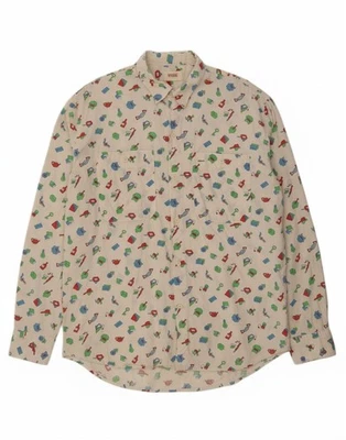 Camisa SISLEY Para Hombres Patrón Abstracto Grande Blanca DZ90 Foto 1 de 4