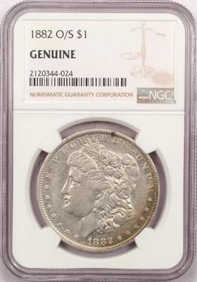 1882-O/S Morgan Silver Dollar $1, NGC Genuine, Apx. Very Fine VF Condition - Image 1 of 4