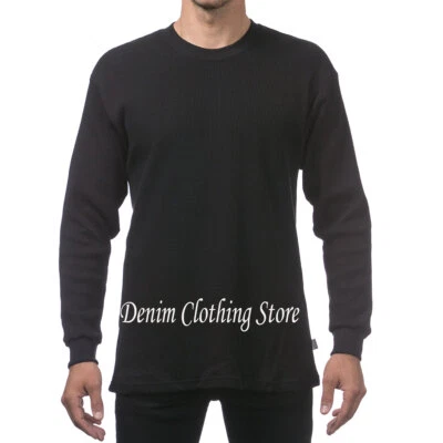 New PRO CLUB Men's Heavyweight THERMAL Top Long Sleeve Shirts Waffle Solid S-5XL - Image 1 of 4