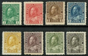 1911 Canada SG196-215 Set of 8 1/2c to 50c Good to Fine M/M Cat. £275.00 - Picture 1 of 4
