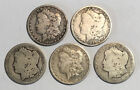 Lot of 5 Cull 1878-1904, Pre '21 $1 Morgan Silver Dollars, 5 Coins, Mixed Dates