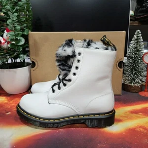 NEW IN BOX!! Dr Martens 1460 White Serena Fur Lined Boots Size UK 4 - Picture 1 of 19