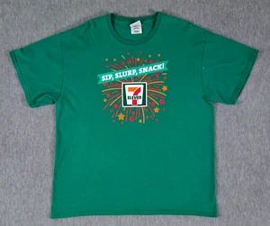 7-Eleven Shirt Sip Slurp Snack Adult XL Green Short Sleeve (READ) - Picture 1 of 8