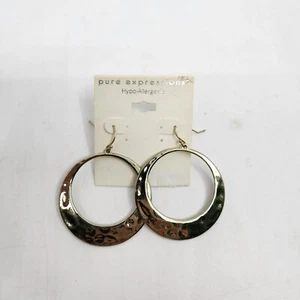 Pendientes de aro grandes hipoalergénicos Pure Expressions tono dorado texturizados - Imagen 1 de 3