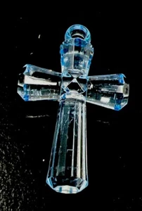 "Paquete de 4" acrílico azul cruz 3D con aro" - Imagen 1 de 3