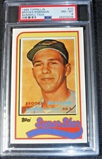 1989 TOPPS BASEBALL TALK ~ BROOKS ROBINSON 1957 SUPER STAR #10 PSA 8