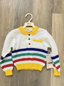 Vtg Mckids Mc Kids Sweater Striped Knit Primary Collars NEW 24 Mos 80s 90s - Picture 1 of 10