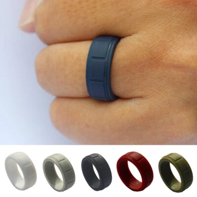 Medizinisches Grad Silikon Hochzeit Ring Herren Flex Für Sport Gummiarmband 8- ╏ - Bild 1 von 4