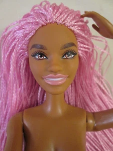Nude Barbie Extra Doll #10 Pink Hair Braids 2020 Articulated Body Smiling Tan - Picture 1 of 9