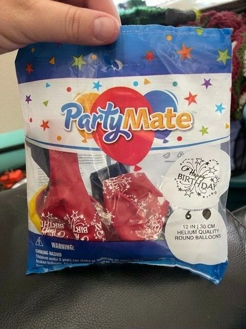 PartyMate Happy Birthday Multicolo Pack of 6 12" Round Latex Balloons New!!! - Image 1 of 1