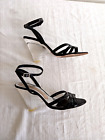 KURT GEIGER Black Patent Leather Sandals/See Through Heels Size 7/40 Cost 179