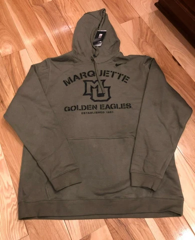 Nike Marquette Golden Eagles Club Fleece Hoodie Military Green Men's XL NWT Cover