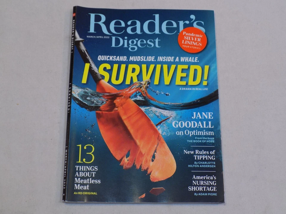 Reader's Digest Magazine March April 2022 Jane Goodall Tipping I Survived Whale  - Image 1 of 1