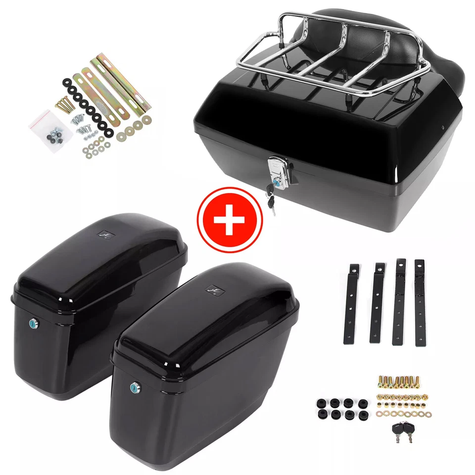 Motorcycle Hard Saddlebag W/ Luggage Trunk Tail Box For Yamaha Harley-Davidson - Image 1 of 4