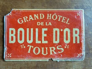 Etiquetas de equipaje Grand Hotel de la Boule D'or Tours Chinon vintage de la década de 1940 - Imagen 1 de 2
