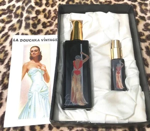 FRENCH ART DECO 1920s PERFUME SPRAY GLASS BOTTLES~SET OF 2~BACKLESS GOWN~NEW&BOX - Picture 1 of 13