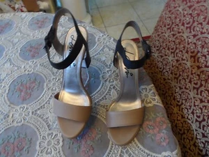 Lanvin Black & Beige Calf Leather Block Heel Strappy Sandals Size 8.5M - Picture 1 of 18