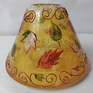 Yankee Candle Glass Crackle Jar For Candle, Shade Topper, Autumn Leaves Pattern - Picture 1 of 5