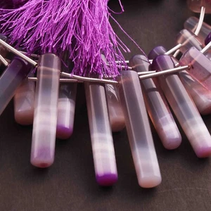 Briolettes lisos de calcedonia púrpura sombreado de 1 hilo - Briolettes de forma elegante - Imagen 1 de 3