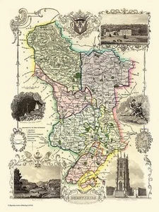 Old Map of Derbyshire 1836 by Thomas Moule 1000 Piece Jigsaw Puzzle - Picture 1 of 1