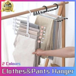 5 in 1 Stainless-Steel Pants Rack Hanger Wardrobe Shelves Magic Multi-Functional - Picture 1 of 18