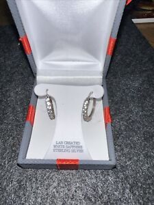 Sterling Silver Earrings With Lab Created White Sapphire