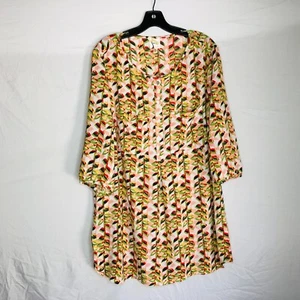 Fig and Flower Damengröße 2X geometrisches Blatt Boho Anthropologie Tunika Top - Bild 1 von 5